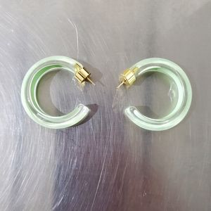 NEW Alison Lou Small Jelly Hoops - Light Green